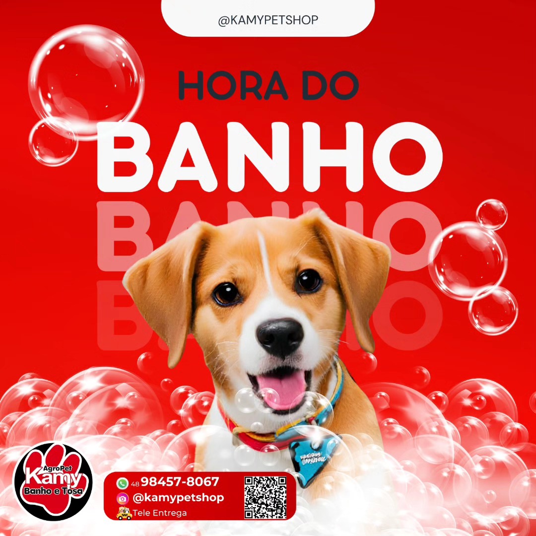 Pet sendo cuidado com banho e tosa na Kamy Agropet
